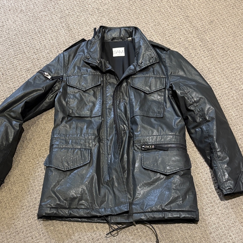 SAM. Waxed Black Jacket/Parka